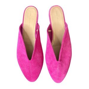 Zara Leather Mules V Vamp in Fuschia